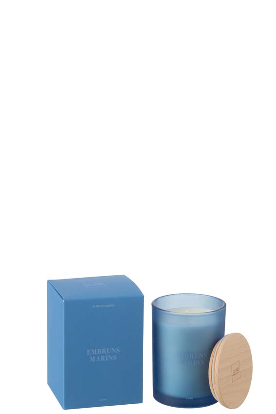 Bougie parfumée Accords Essentiels bleu 9x9x13cm 38H Bougie parfumée Accords Essentiels bleu 9x9x13cm 38H