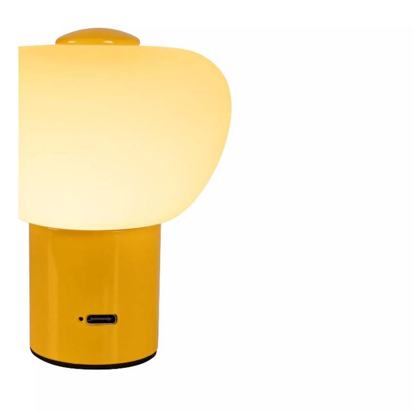 Lucide Essential Gustav - Oplaadbare Tafellamp - Accu/Batterij - H9,5cm - LED Dimbaar - 1x0,8W 2700K - Geel
