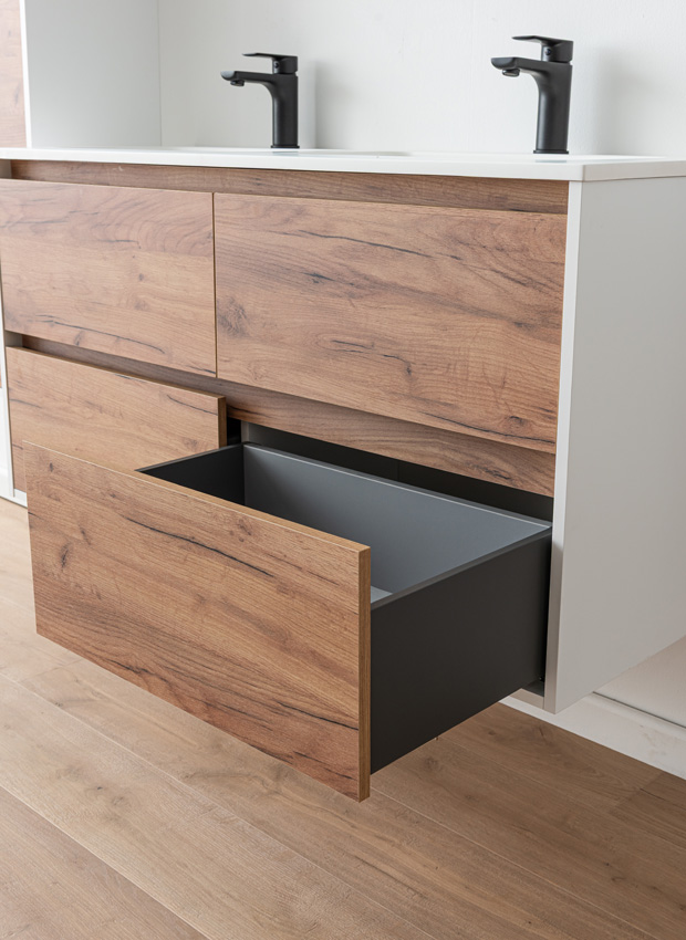 Badkamermeubel Treviso eik/wit met dubbele wastafel mat wit 120cm