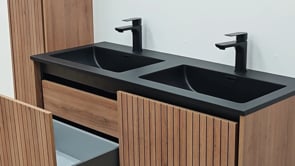 Meuble de salle de bains Toledo chêne/noir avce double lavabo noir mat 120cm