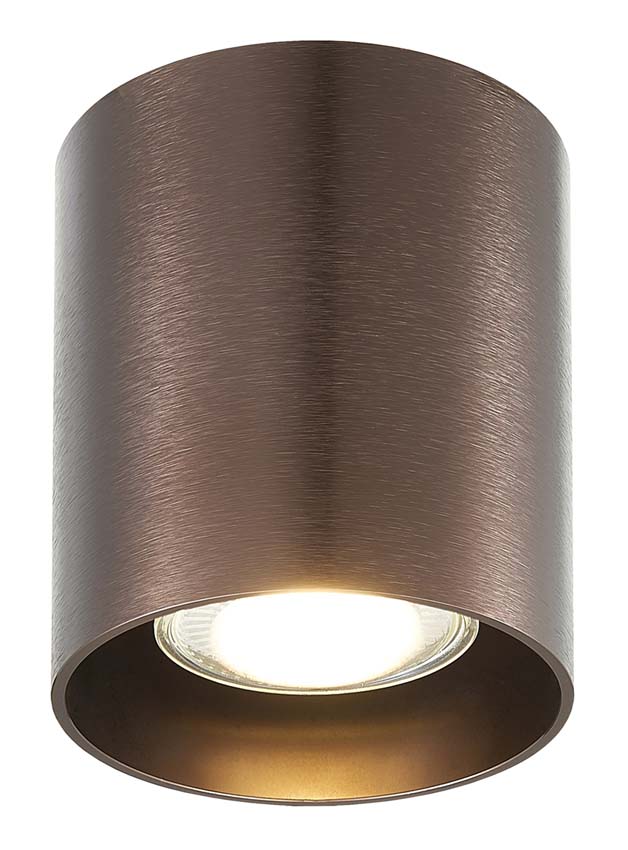 Plafondlamp - geborsteld brons - Ø8x9,5cm - dimbaar - GU10 - 1x50W