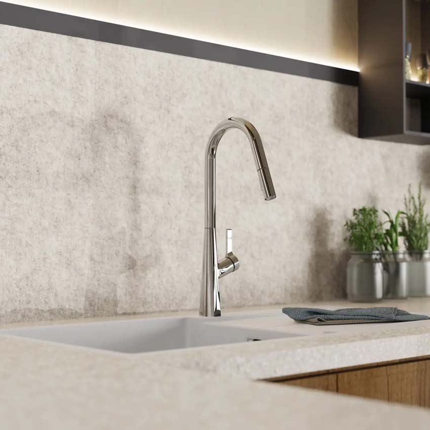 Robinet de cuisine Wasserwerk WK 9 Curve chrome avec bec extractible