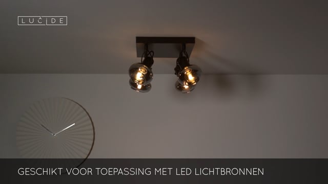 Lucide MADEE - Plafondspot - 4xE14 - Zwart