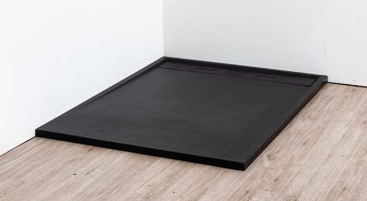 Douchebak Moana SMC mat zwart leisteenlook 120x90cm