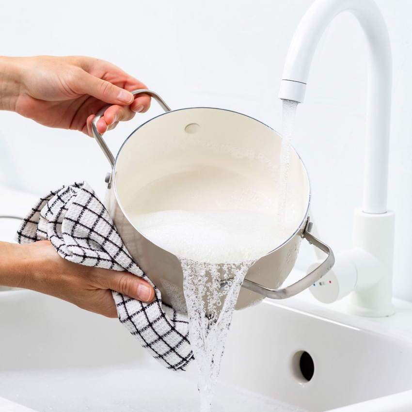 Kookpot met deksel crème Ø16cm antikleeflag & PFAS-vrij