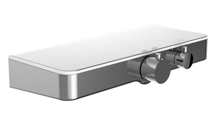 Robinet de douche thermostatique avec planchet Olfa chrome/blanc Robinet de douche thermostatique avec planchet Olfa chrome/blanc