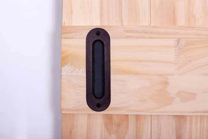 Porte coulissante simple complète Barn Tristan en pin 93x211,5cm + rail robuste noir