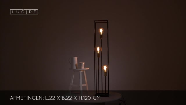 RUBEN - Vloerlamp - 3xE27 - Zwart