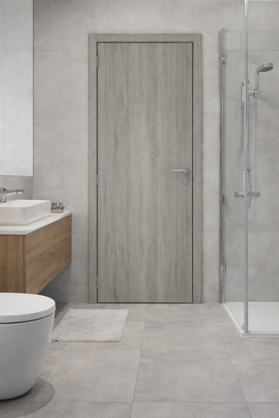 Porte intérieure complète Reale Alpino chêne gris 201,5x83cm alvéolaire verticale réversible + châssis 16,5cm