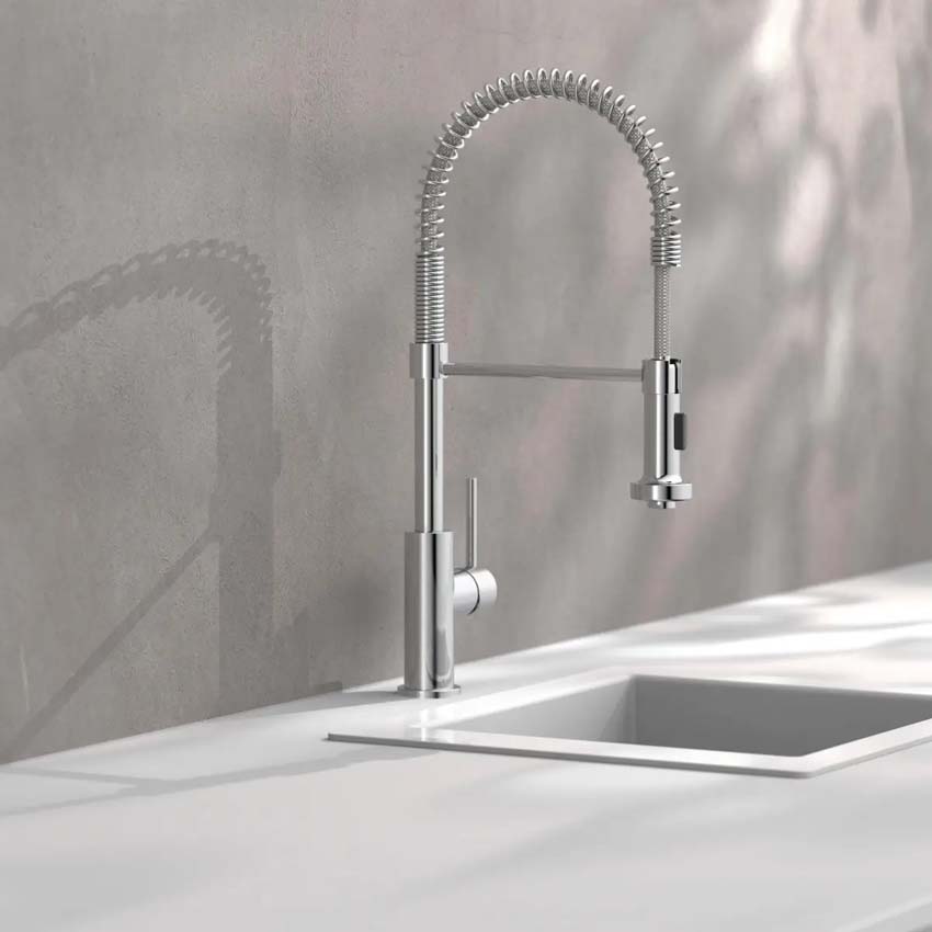 Keukenkraan Blizz chroom met uittrekbare uitloop