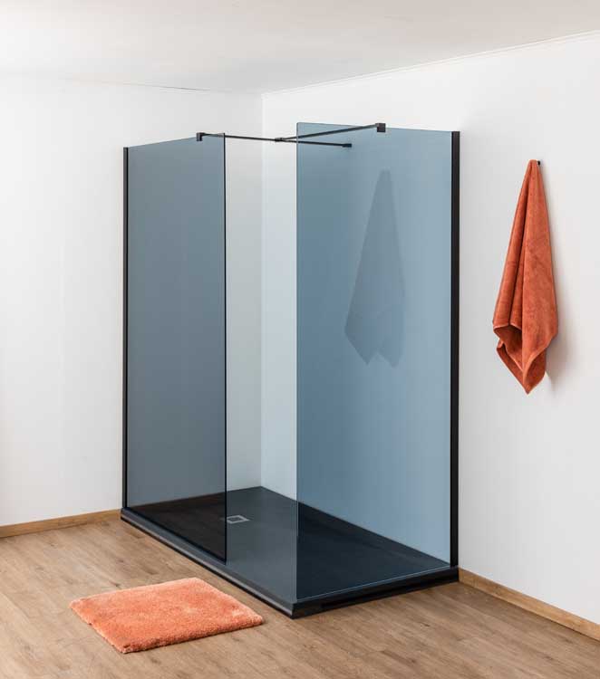 Inloopdouche Anais 157 x 200 cm grijs glas - zwart