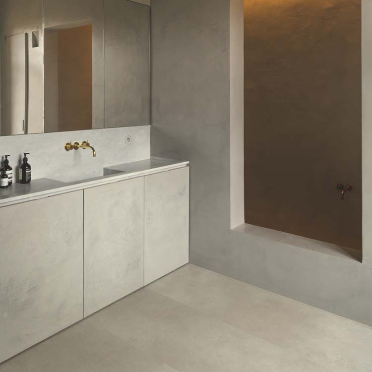 Sol vinyle Quick-Step Illume dalle 6mm béton grès beige 85,6x42,8cm avec sous-couche