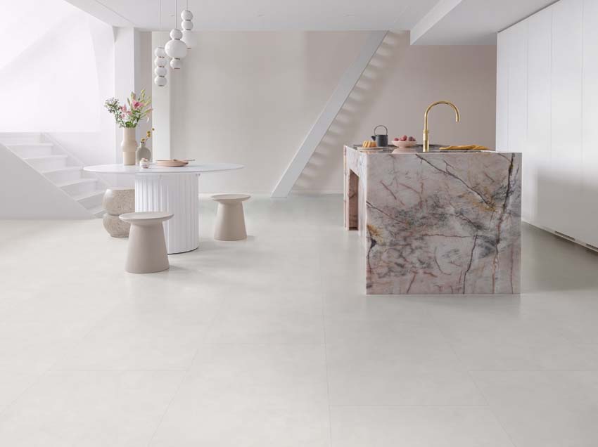 Sol vinyle Floorify Coquille dalle 4,5mm gris clair 90x60cm