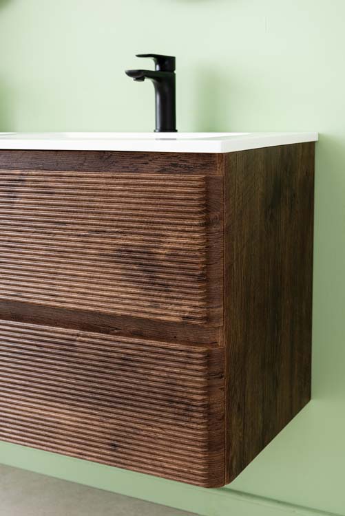 Badkamermeubel Jelte notelaar hangend met dubbele wastafel mat wit 120cm