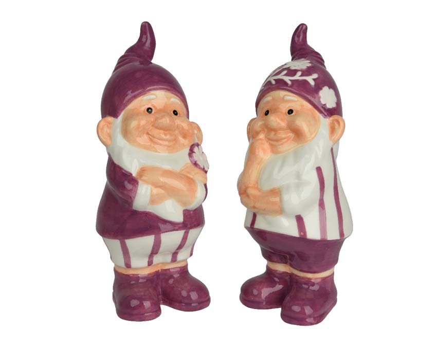 Figurine de lutin dolomite lilas/blanc 10x10,3x25cm