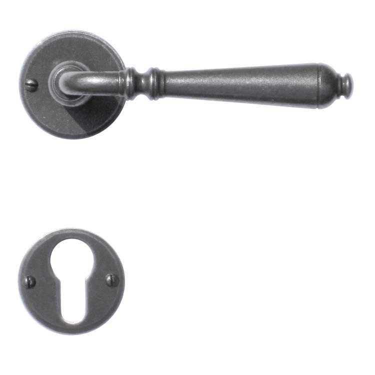 Poignée de porte pro bergamo fer rond rosace cylindre