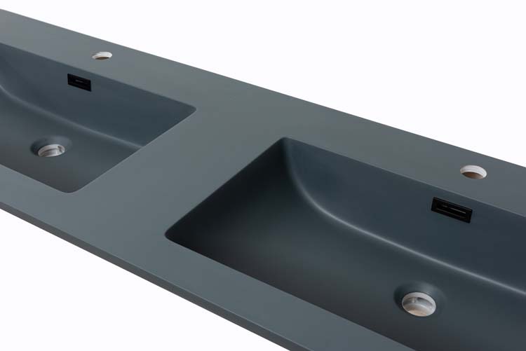 Lavabo Mick gris quartz double 1400 mm