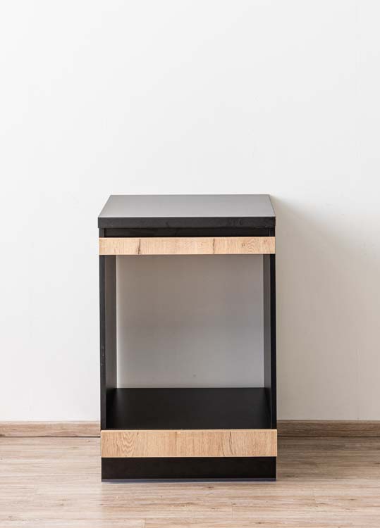 Armoire de cuisine Plenti meuble bas pour four, noir/aspect bois, 60x78cm