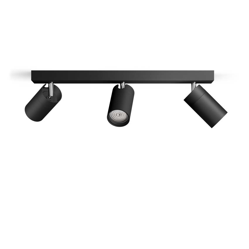 Spot plafond salle de bains noir 3 spots ronde IP44