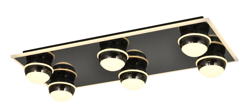 Plafondlamp - zwart/chroom - 74x32cm - dimbaar - LED - 1x64W - 3000K