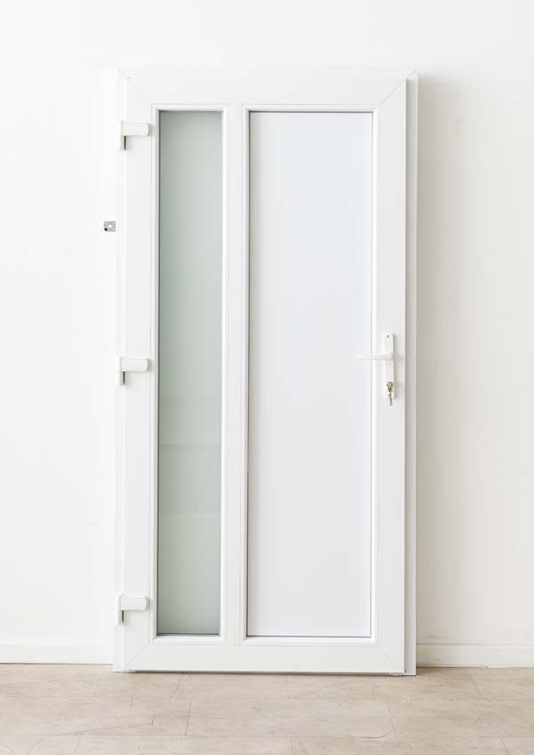 Porte extérieure Lumeo PVC vitrage mat blanc 1000x2000mm gauche