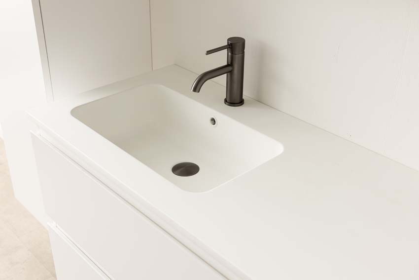 Meuble de salle de bain Tibo blanc avec lavabo simple blanc mat 120cm