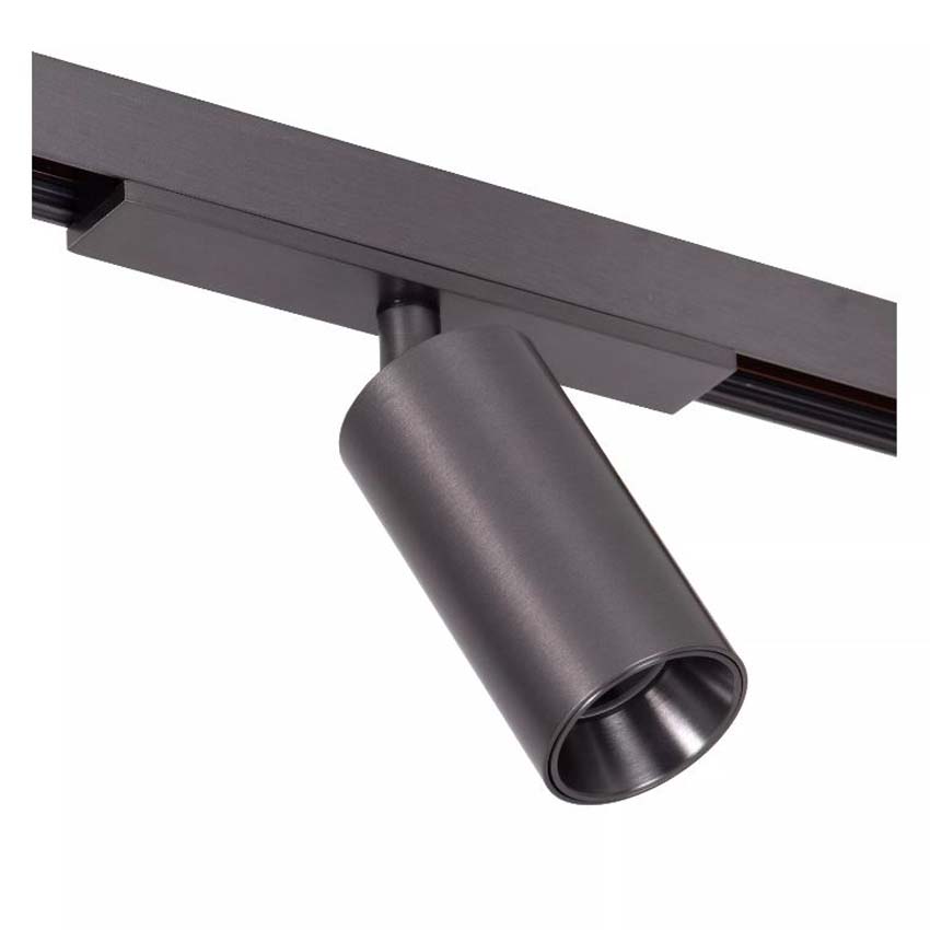 Lucide Premium Linial Bix Railspot - Système de rails monophasé / Éclairage rail intelligent - 48V - 1xLED Dimmable - Mat Noir Chrome