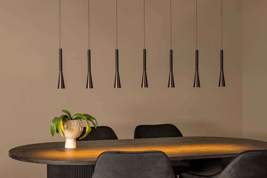 Lucide Premium Joakim - Suspension - LED dimmable - CCT - 7x6,2W 2700K/4000K - Café
