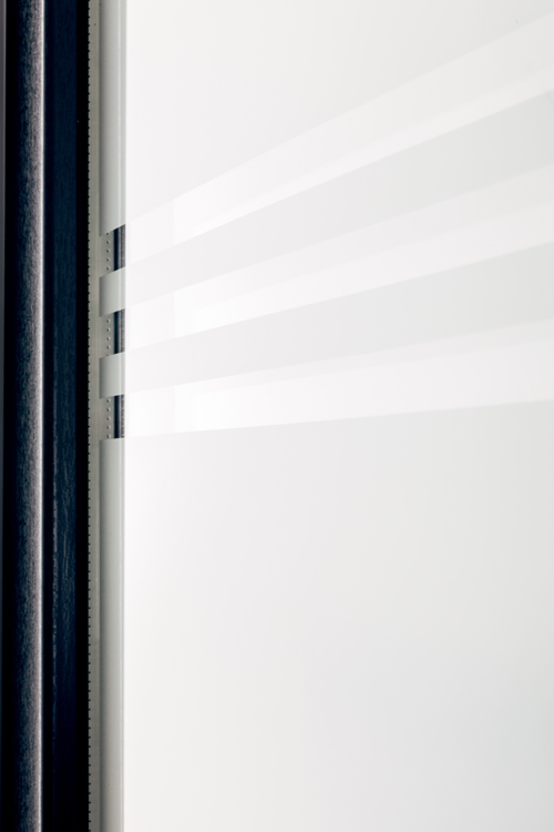 Porte extérieure 3 lignes claires PVC verre mat anthracite/blanc 980x2180mm ouvrant à droite