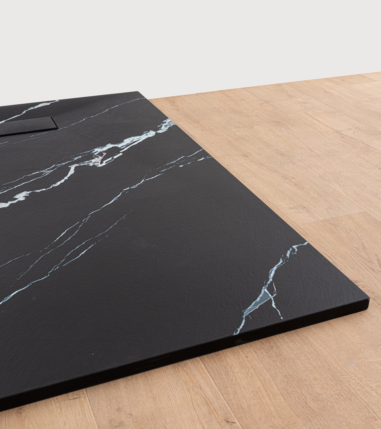 Douchebak Moby SMC mat zwart marmerlook 140x90cm