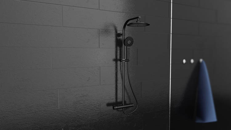 Doucheset Maddox thermostatisch mat zwart