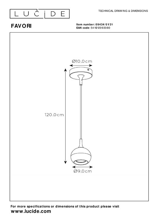 Hanglamp - wit - Ø9cm - GU10 - 5W