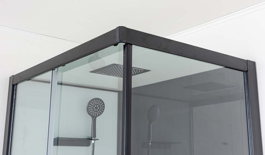 Cabine de douche Piper thermostatique L/R noir porte battante 110x80x215cm