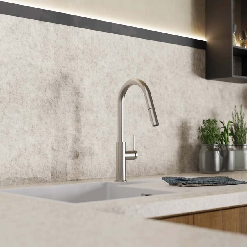 Keukenkraan Wasserwerk WK 13 Curve inox-look met uittrekbare uitloop
