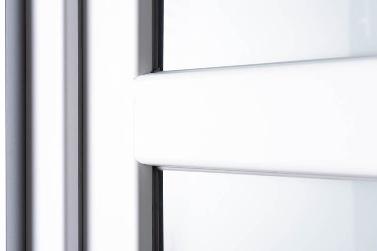 Porte extérieure 3 parties PVC verre mat blanc 980x2180mm ouvrant à gauche