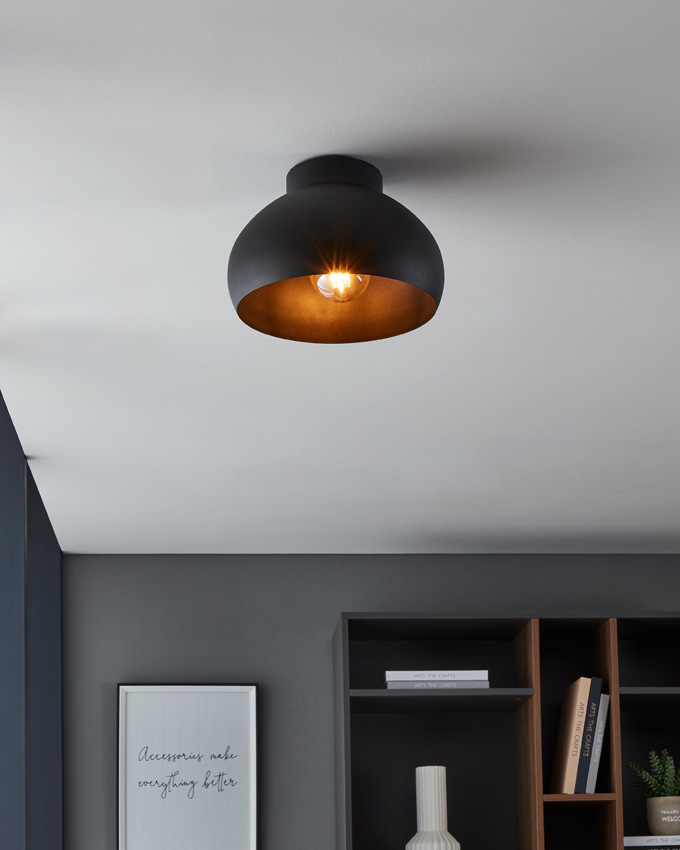Plafondlamp - zwart - Ø28cm - dimbaar - E27 - 1x40W