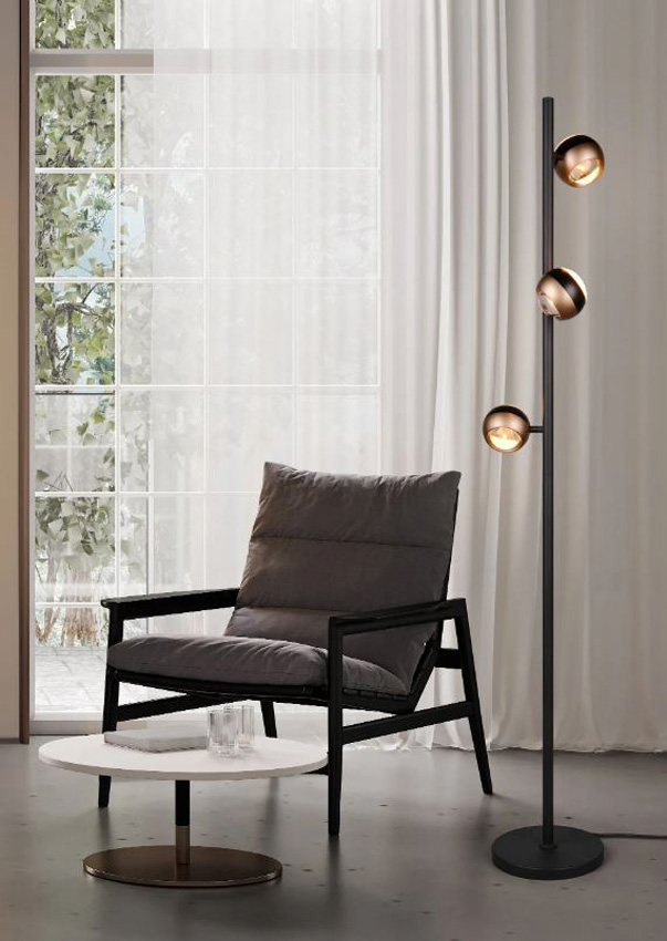 Lampadaire - noir/bronze - 150cm - dimmable - LED - 3x8W - 2300/4000K