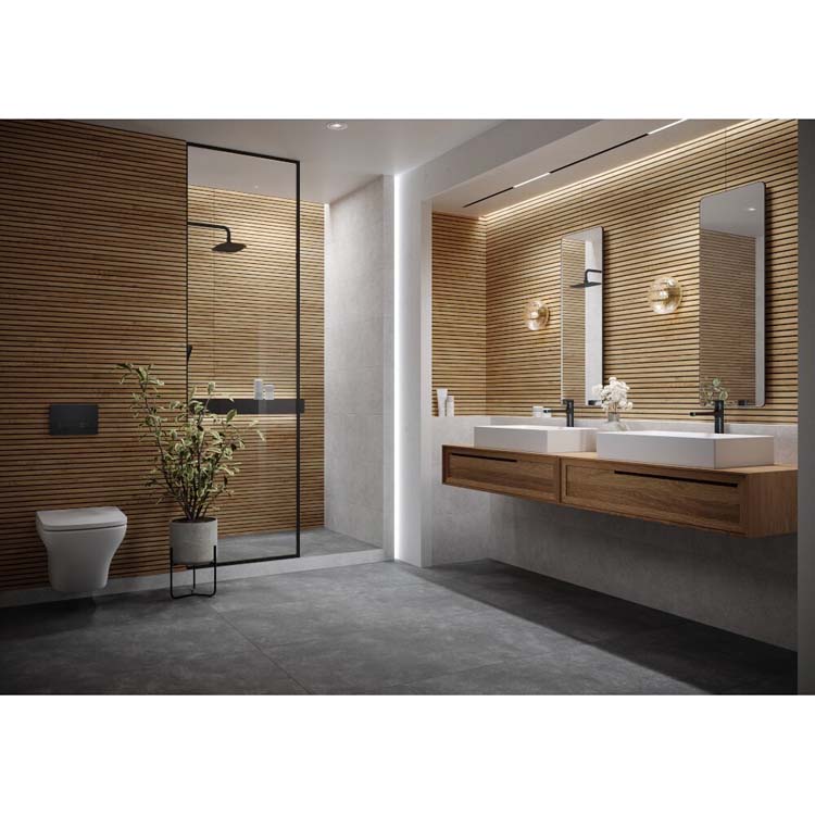 Wandtegel Line up mat eik/zwart 40x120cm