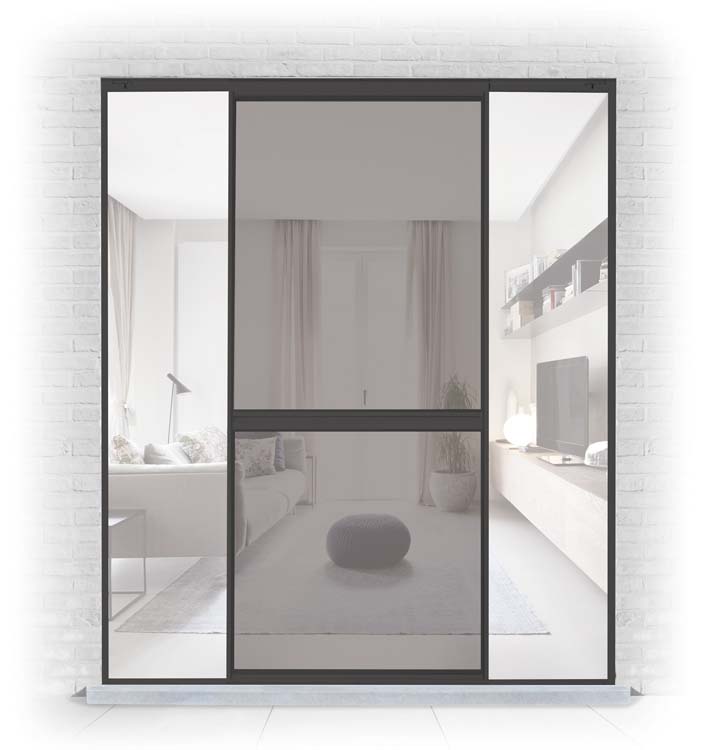 Moustiquaire coullisante Stabilotec anthracite pour fenêtre coulissante L2250xH2100mm