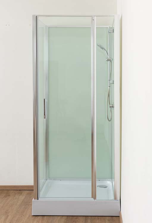 Douchecabine Anik rechts chroom/wit draaideur 90x90x205cm