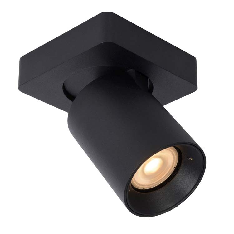 Lucide NIGEL - Plafondspot - GU10 - 1x5W 2200K/3000K - Zwart