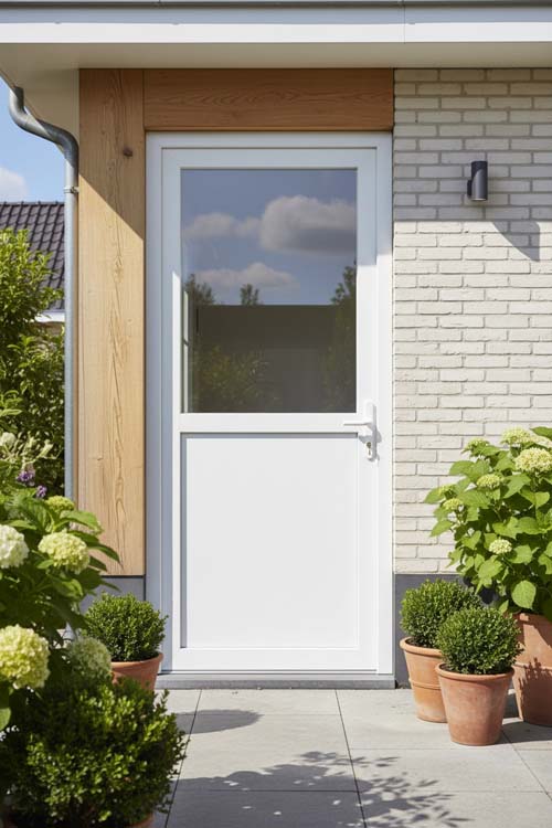 Porte extérieure Tano pvc blanche 60 mm 860 x 2080 mm demi-vitrée D