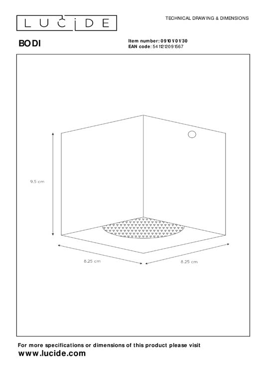 Plafondlamp - zwart - 8,2x8,2x9,5cm - dimbaar - GU10 - 35W