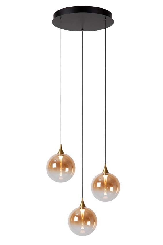 Lucide Premium Gisela - Hanglamp - Ø 36 cm - LED Dimb. - 3x4,3W 2700K - Amber Lucide Premium Gisela - Hanglamp - Ø 36 cm - LED Dimb. - 3x4,3W 2700K - Amber