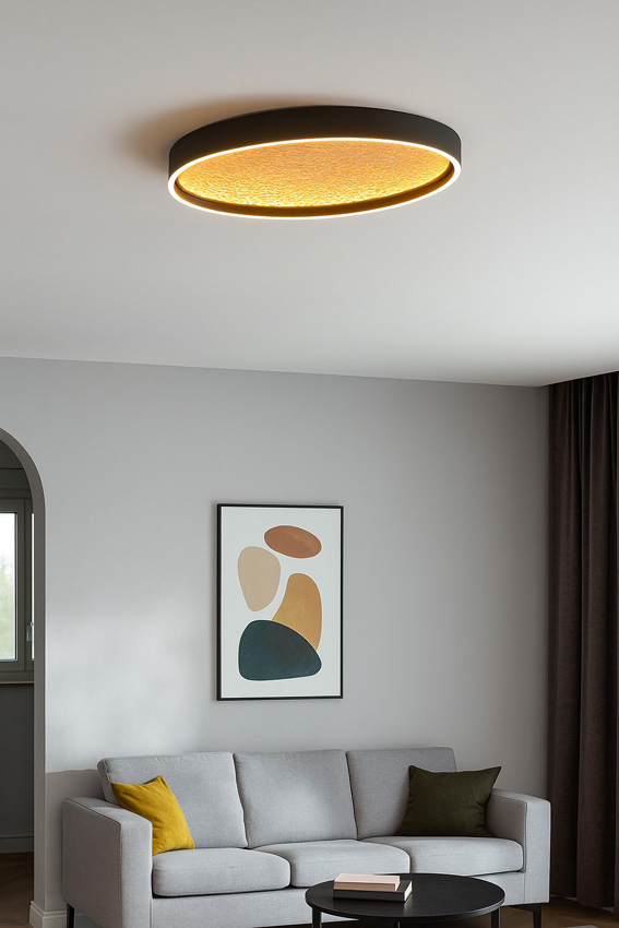 Plafondlamp - zwart/goud - 60x35cm - dimbaar - LED - 1x40W - 3000K