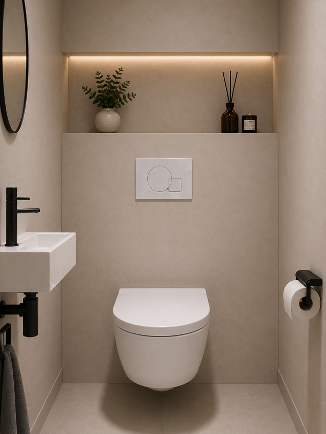 Set de toilette Gary blanc avec siège de WC softclose + réservoir encastré Madison + plaque de commande blanche