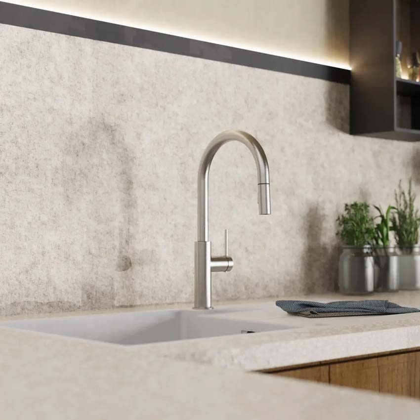 Keukenkraan Wasserwerk WK 13 Sphere inox-look met uittrekbare uitloop