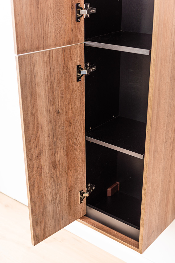 Armoire colonne Toledo chêne/noir suspendue 160x35x30cm