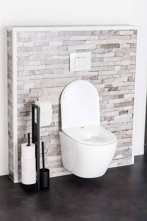 Toilette suspendue Gary sans rebord blanche raccourcie avec siège de WC ultra-fin