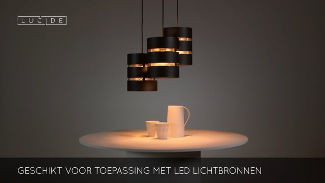 Lucide ROSAS - Hanglamp - Ø 43 cm - 3xE27 - Zwart Lucide ROSAS - Hanglamp - Ø 43 cm - 3xE27 - Zwart